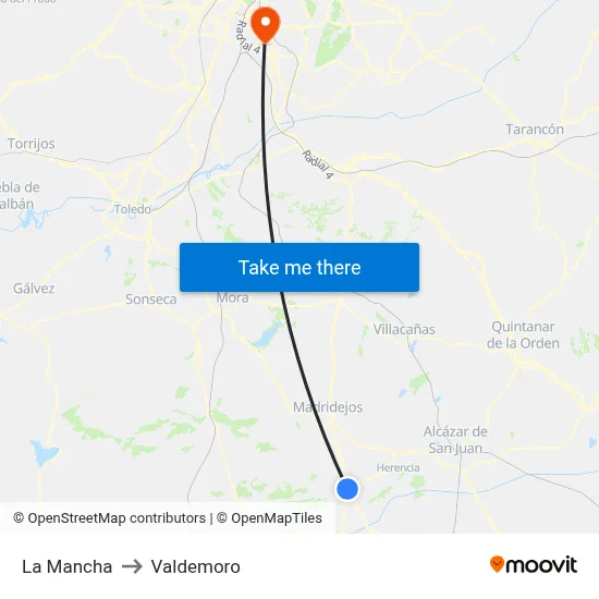 La Mancha to Valdemoro map