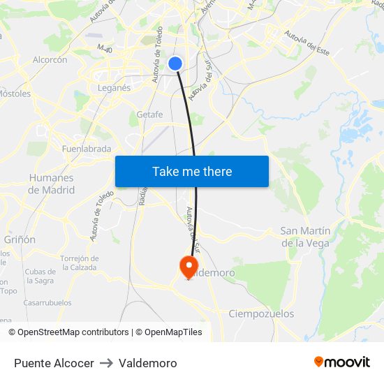 Puente Alcocer to Valdemoro map