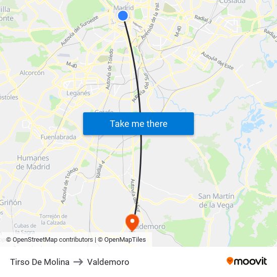 Tirso De Molina to Valdemoro map