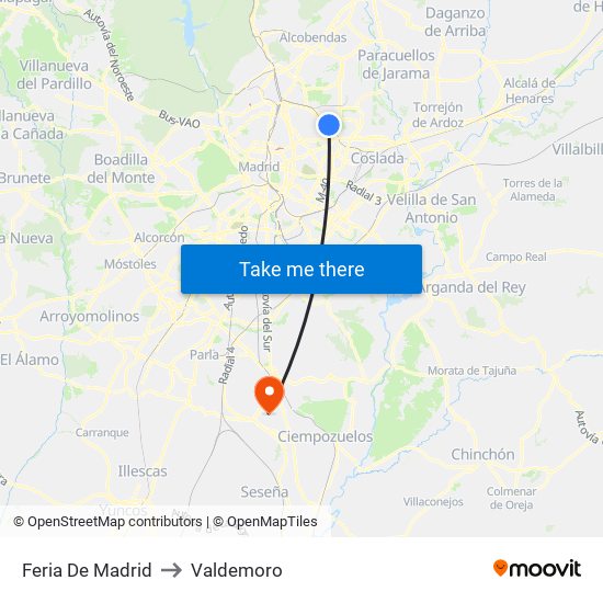 Feria De Madrid to Valdemoro map