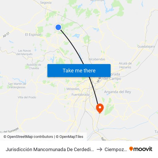 Jurisdicción Mancomunada De Cerdedilla Y Navacerrada to Ciempozuelos map