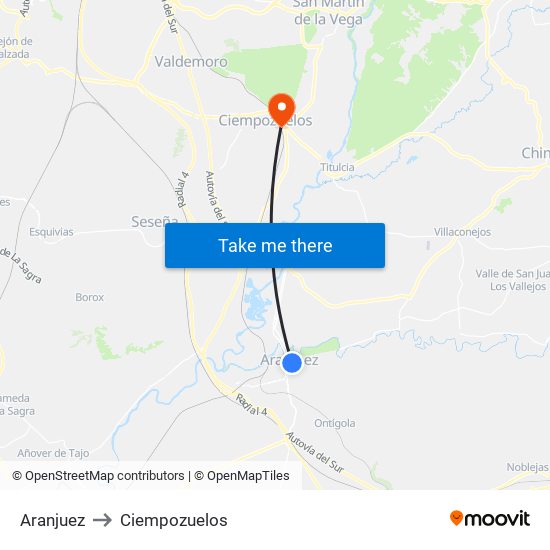 Aranjuez to Ciempozuelos map