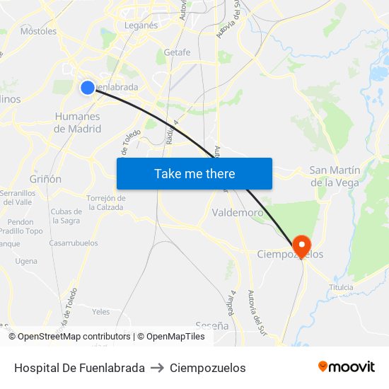 Hospital De Fuenlabrada to Ciempozuelos map