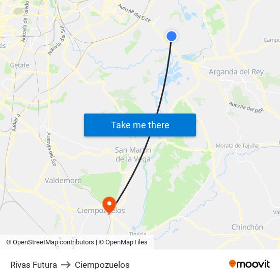 Rivas Futura to Ciempozuelos map
