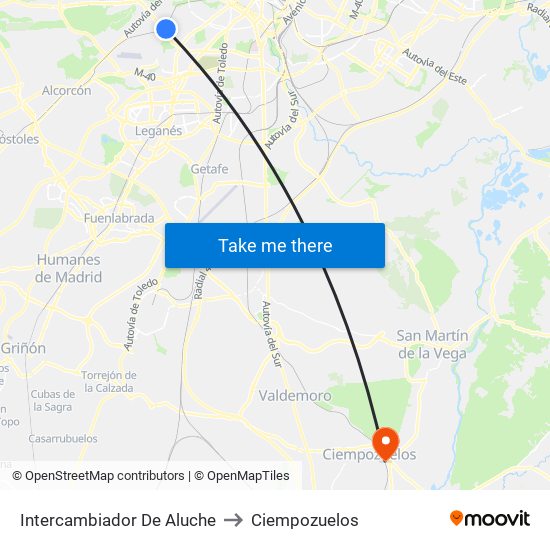 Intercambiador De Aluche to Ciempozuelos map