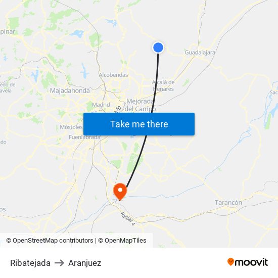 Ribatejada to Aranjuez map