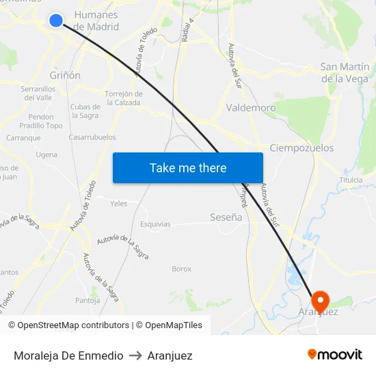 Moraleja De Enmedio to Aranjuez map