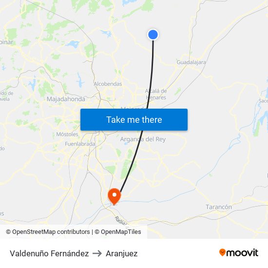Valdenuño Fernández to Aranjuez map