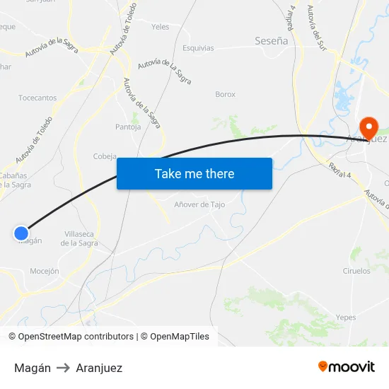 Magán to Aranjuez map