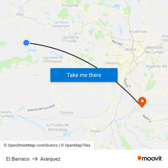 El Barraco to Aranjuez map