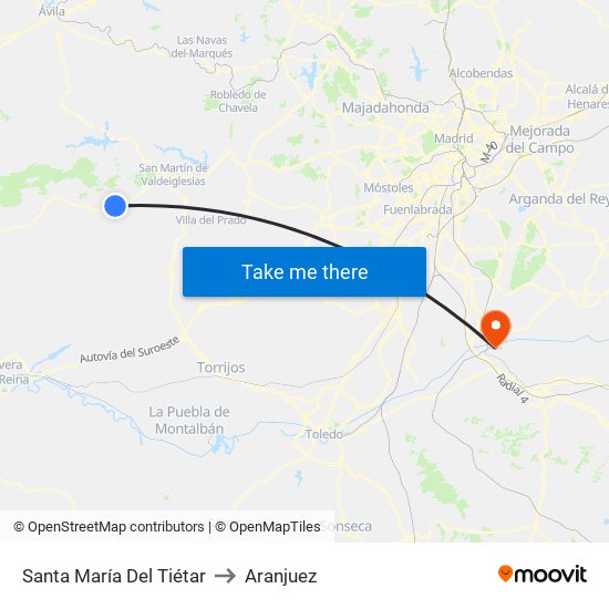 Santa María Del Tiétar to Aranjuez map
