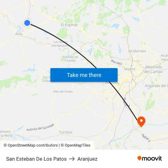 San Esteban De Los Patos to Aranjuez map