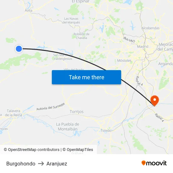 Burgohondo to Aranjuez map