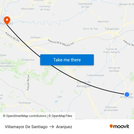 Villamayor De Santiago to Aranjuez map