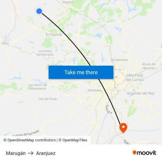 Marugán to Aranjuez map