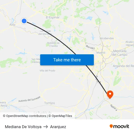 Mediana De Voltoya to Aranjuez map