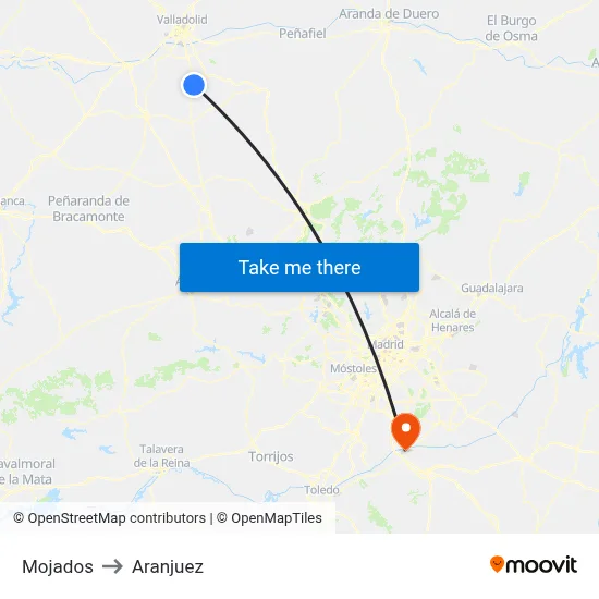 Mojados to Aranjuez map