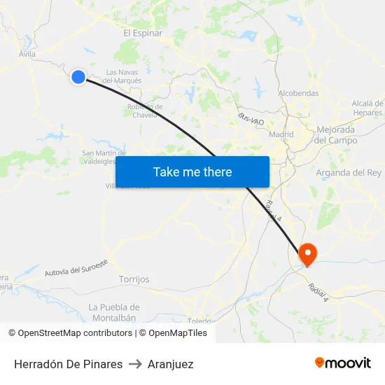 Herradón De Pinares to Aranjuez map