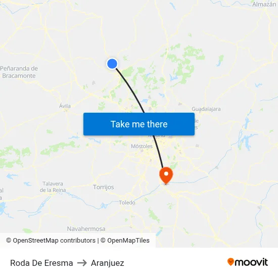 Roda De Eresma to Aranjuez map