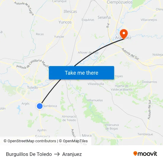 Burguillos De Toledo to Aranjuez map