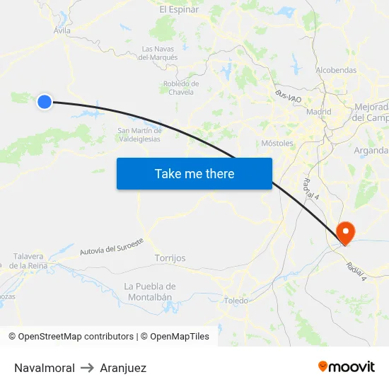 Navalmoral to Aranjuez map