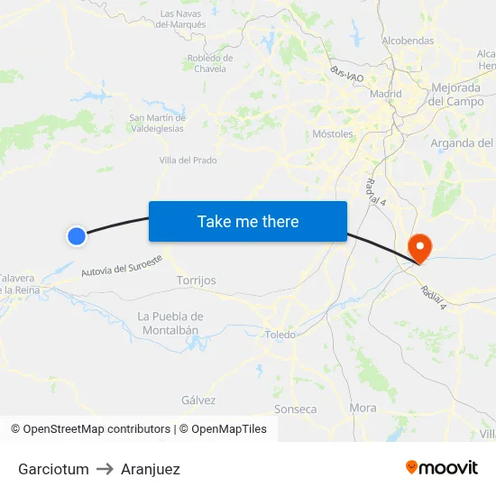 Garciotum to Aranjuez map
