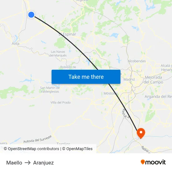 Maello to Aranjuez map