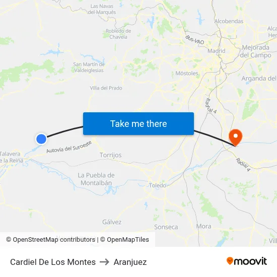 Cardiel De Los Montes to Aranjuez map