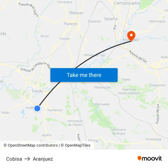 Cobisa to Aranjuez map
