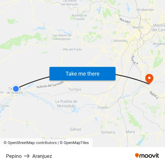 Pepino to Aranjuez map