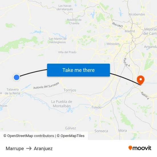 Marrupe to Aranjuez map