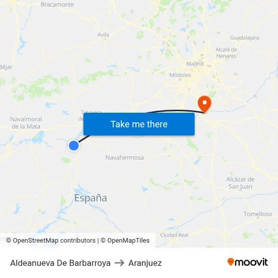 Aldeanueva De Barbarroya to Aranjuez map