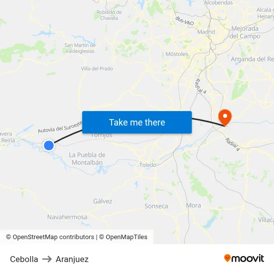 Cebolla to Aranjuez map
