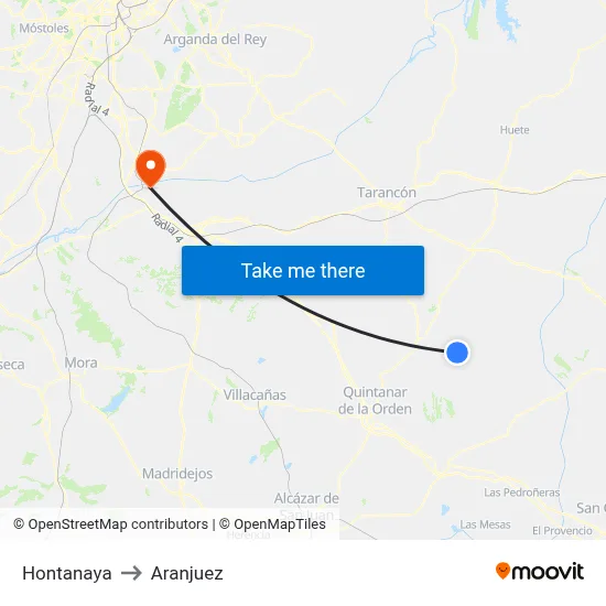 Hontanaya to Aranjuez map
