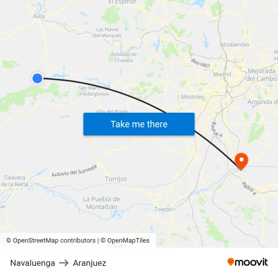 Navaluenga to Aranjuez map
