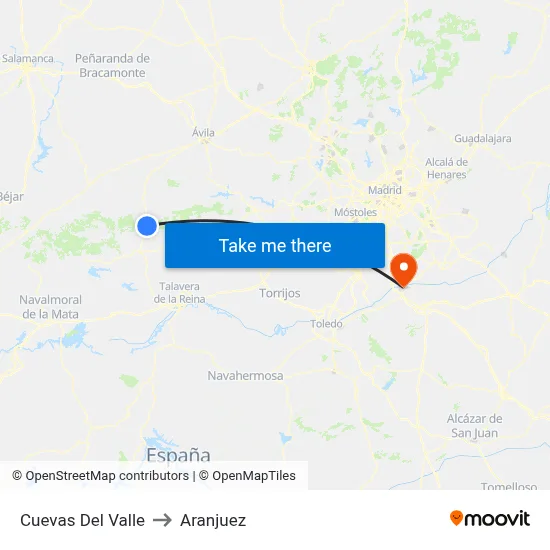 Cuevas Del Valle to Aranjuez map