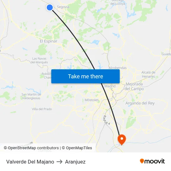 Valverde Del Majano to Aranjuez map