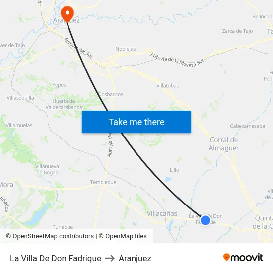 La Villa De Don Fadrique to Aranjuez map