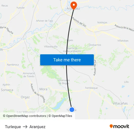 Turleque to Aranjuez map