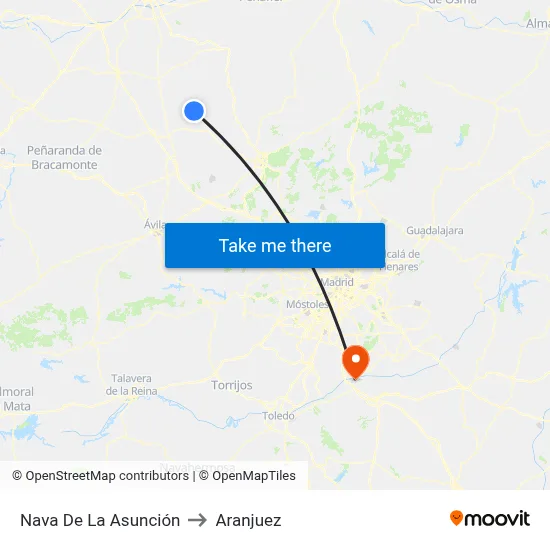 Nava De La Asunción to Aranjuez map