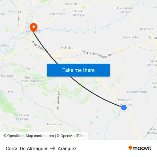 Corral De Almaguer to Aranjuez map