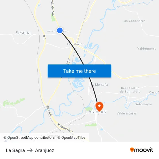 La Sagra to Aranjuez map