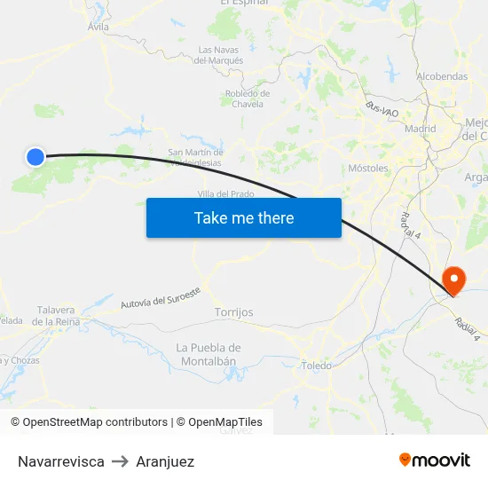 Navarrevisca to Aranjuez map