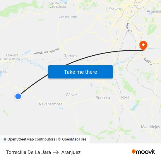 Torrecilla De La Jara to Aranjuez map