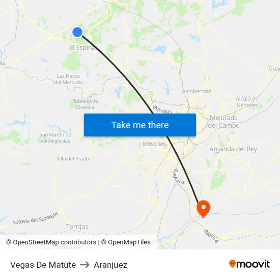 Vegas De Matute to Aranjuez map