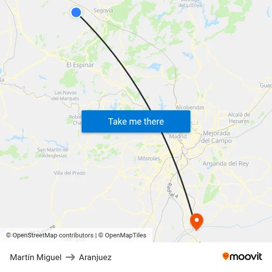 Martín Miguel to Aranjuez map