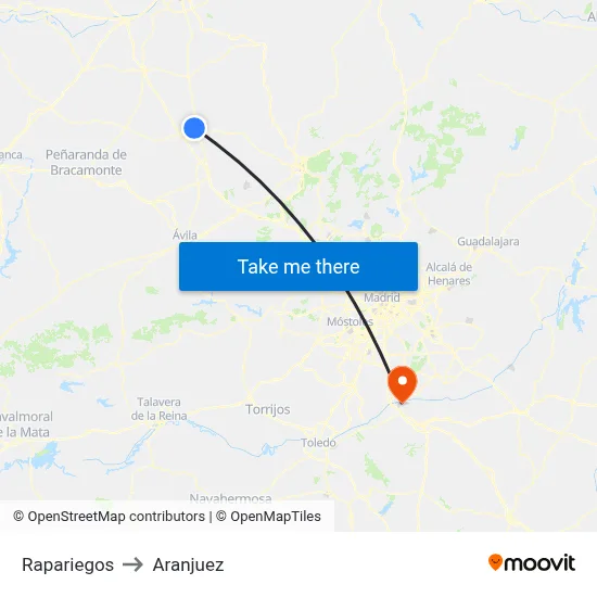 Rapariegos to Aranjuez map