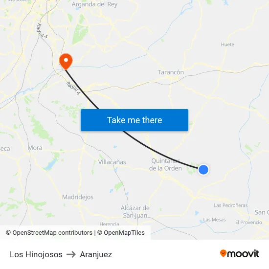 Los Hinojosos to Aranjuez map