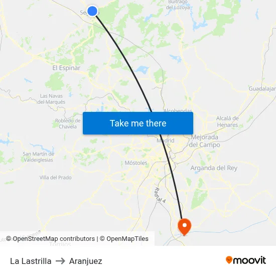 La Lastrilla to Aranjuez map