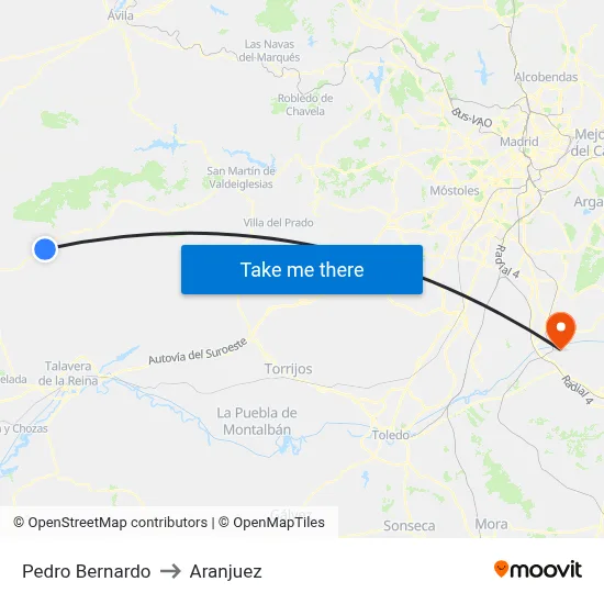 Pedro Bernardo to Aranjuez map